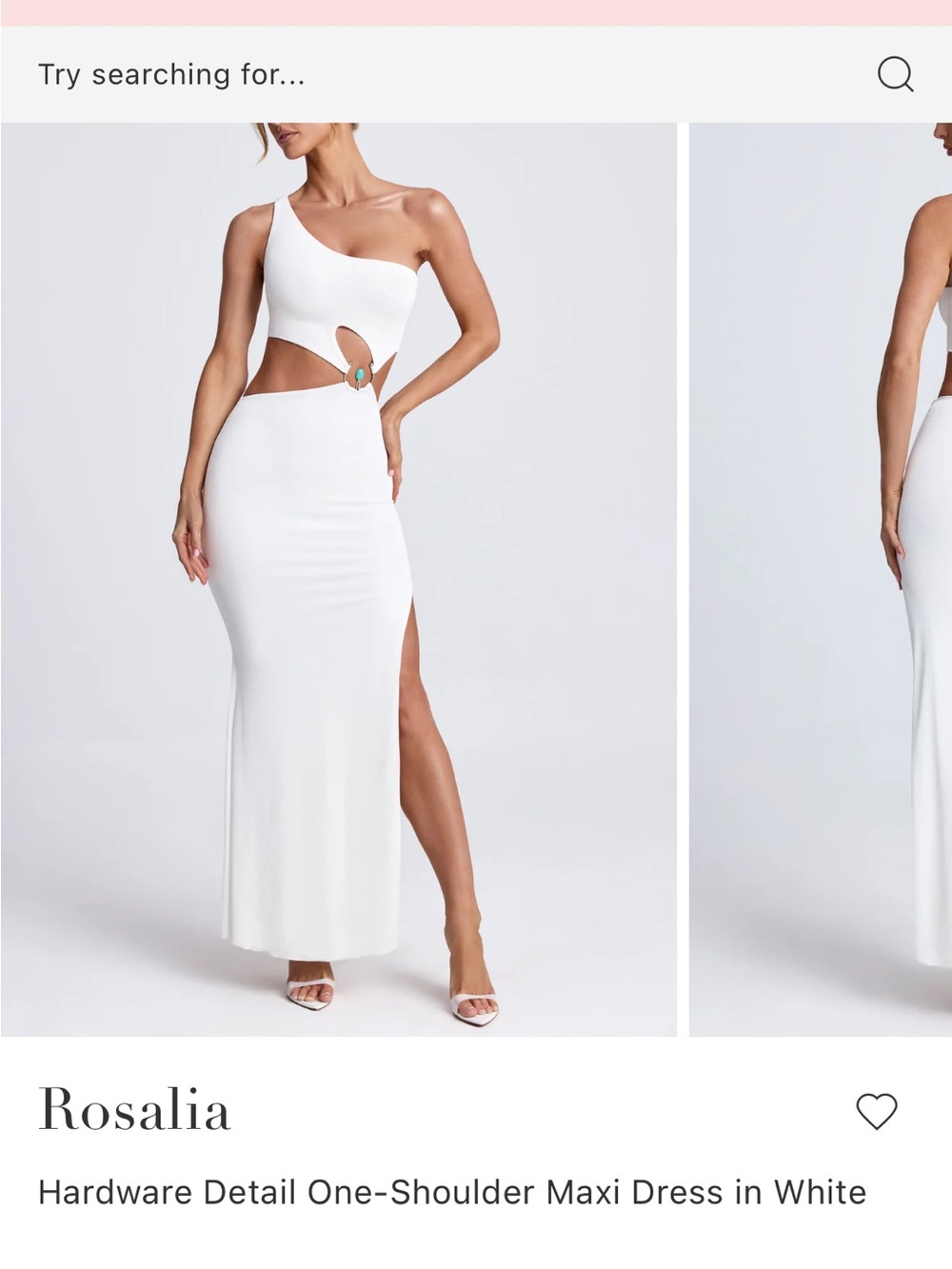 Oh Polly Rosalia One-Shoulder Maxi Dress in White with Cutout